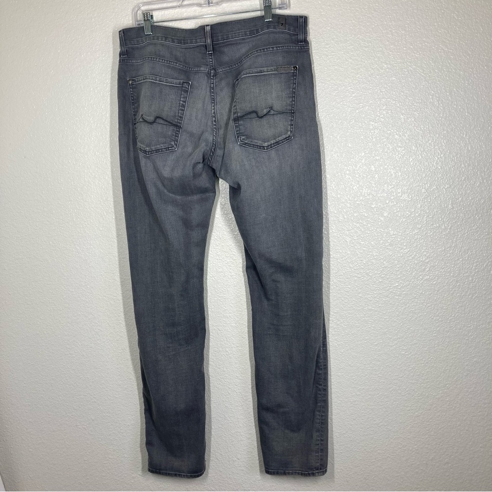 7 For All Mankind Slimmy Slim Fit Jeans Mens 34 In Gravel Gray Straight Leg - Picture 9 of 16